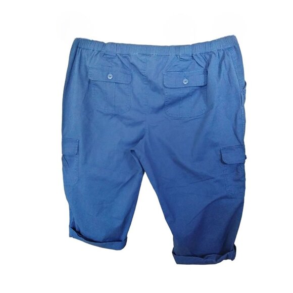 St. Johns Bay Plus Size 20W Blue Cargo Capri Pants With Roll Tab Hem - Picture 7 of 10